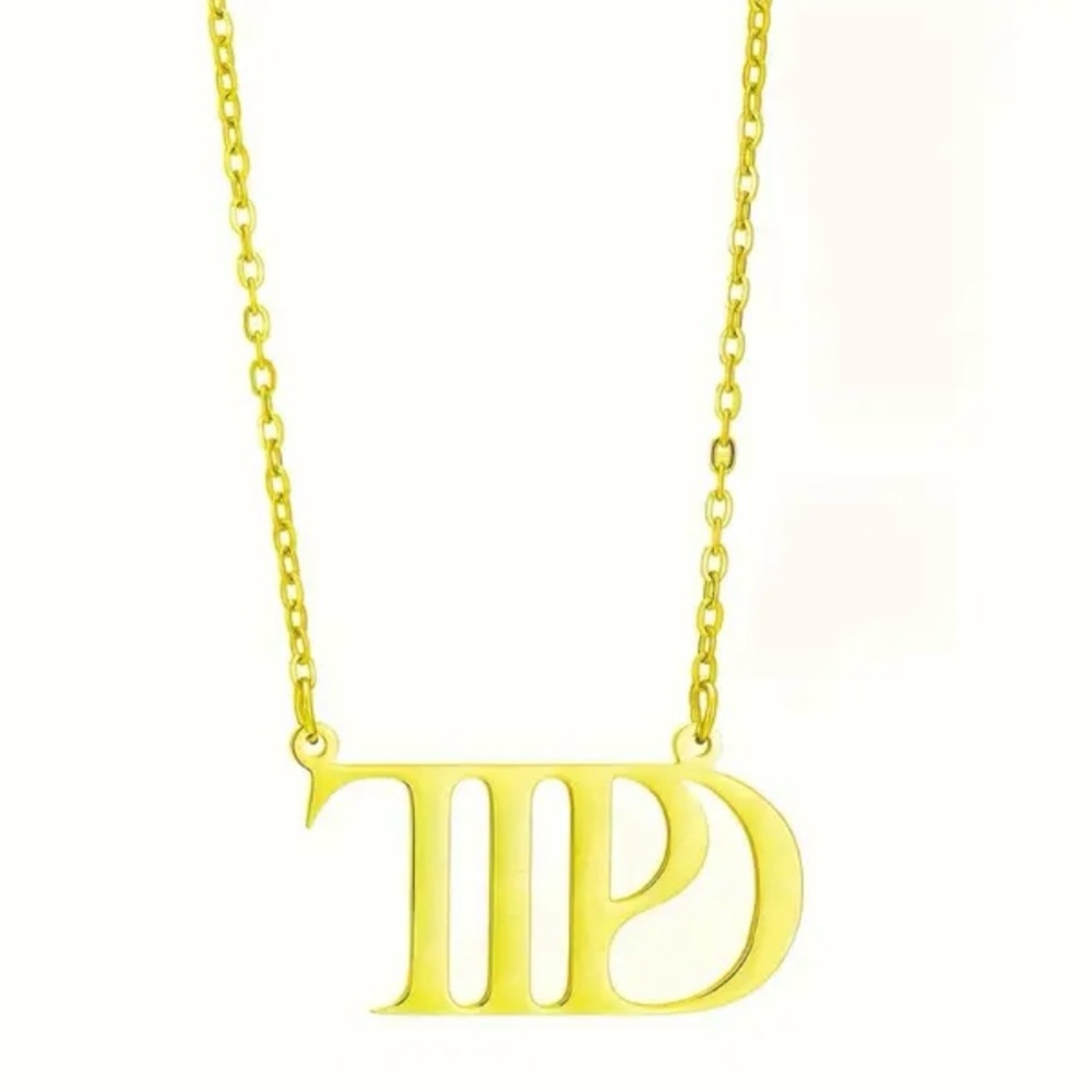 Taylor Swift Inspired Necklace “TTPD” in Stainless Steel with Gold Tone NEW